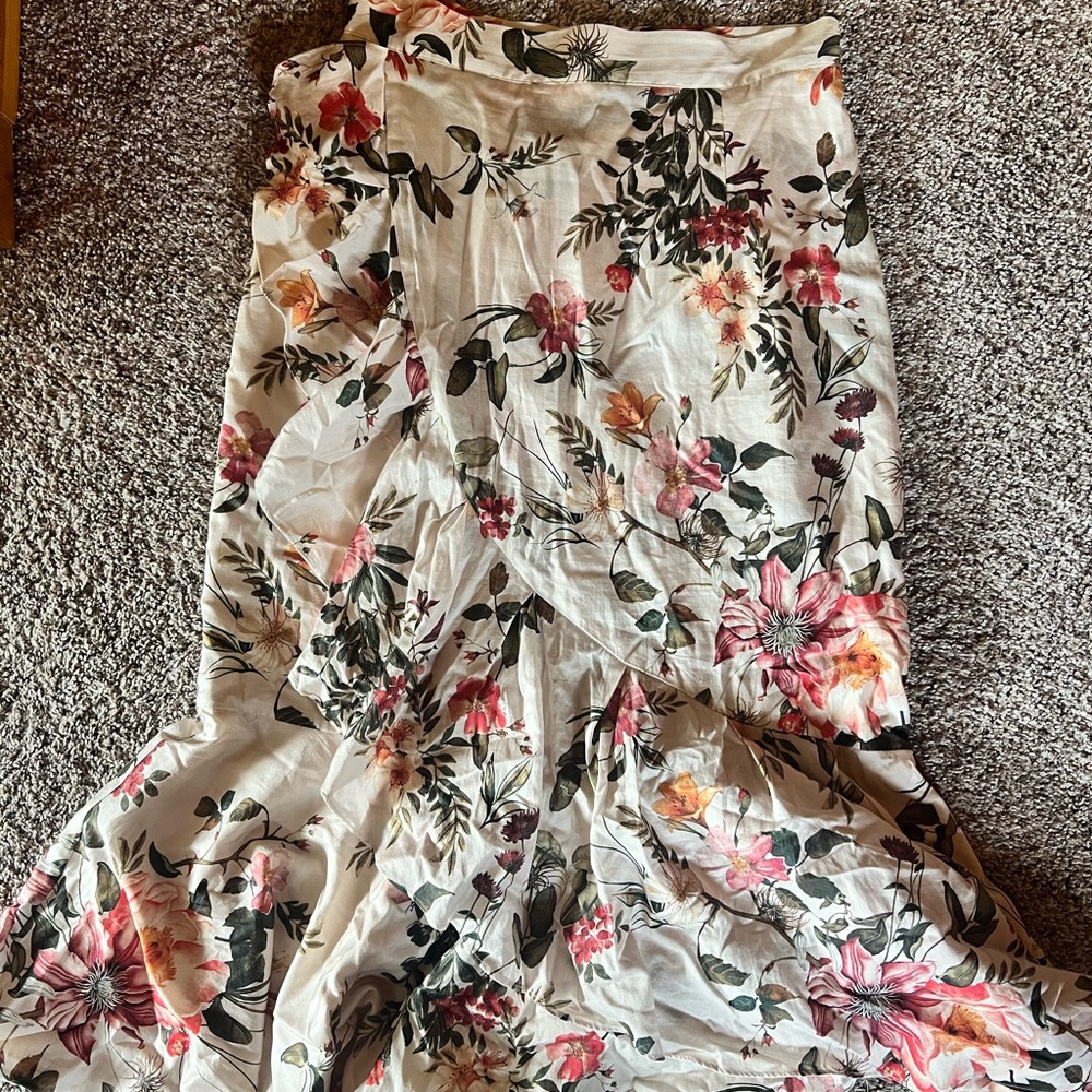 ANTONIO MELANI Floral Maxi Skirt - Cream and Pink